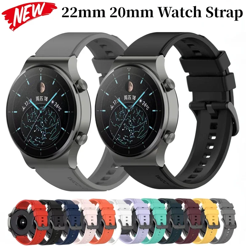 22mm 20mm Silicone Strap For Huawei Watch 4/3/GT3/2 Pro Samsung Watch 6/5/4/3 Gear S3 Bracelet Wristband Amazfit GTR/GTS 4 Belt