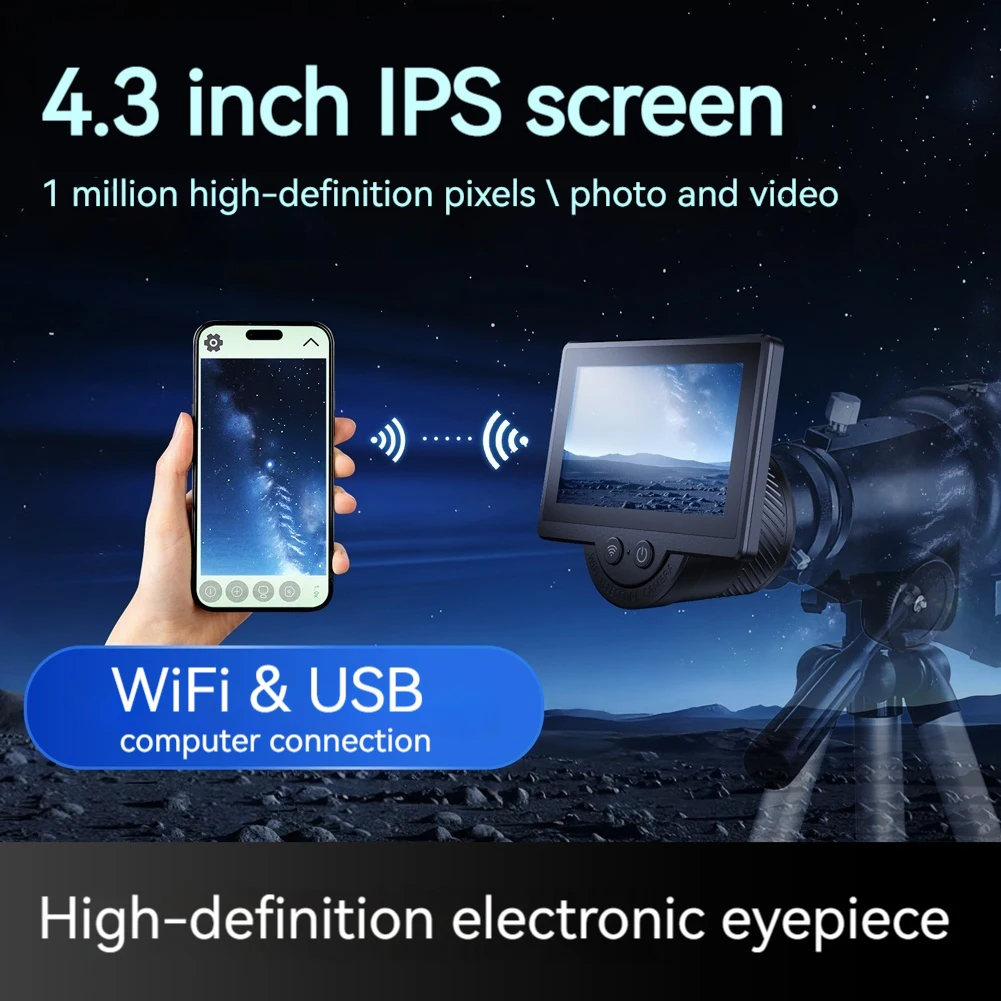 4.3Inch WiFi Telescope Eyepiece 1MP 1080P IPS Display Electronic Camera Digital Eyepieces For Astronomical Telescope Accessories