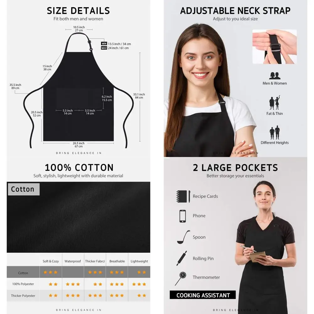 

Регулируемый комплект из 4 нагрудников с карманами для мужчин и женщин по кухне