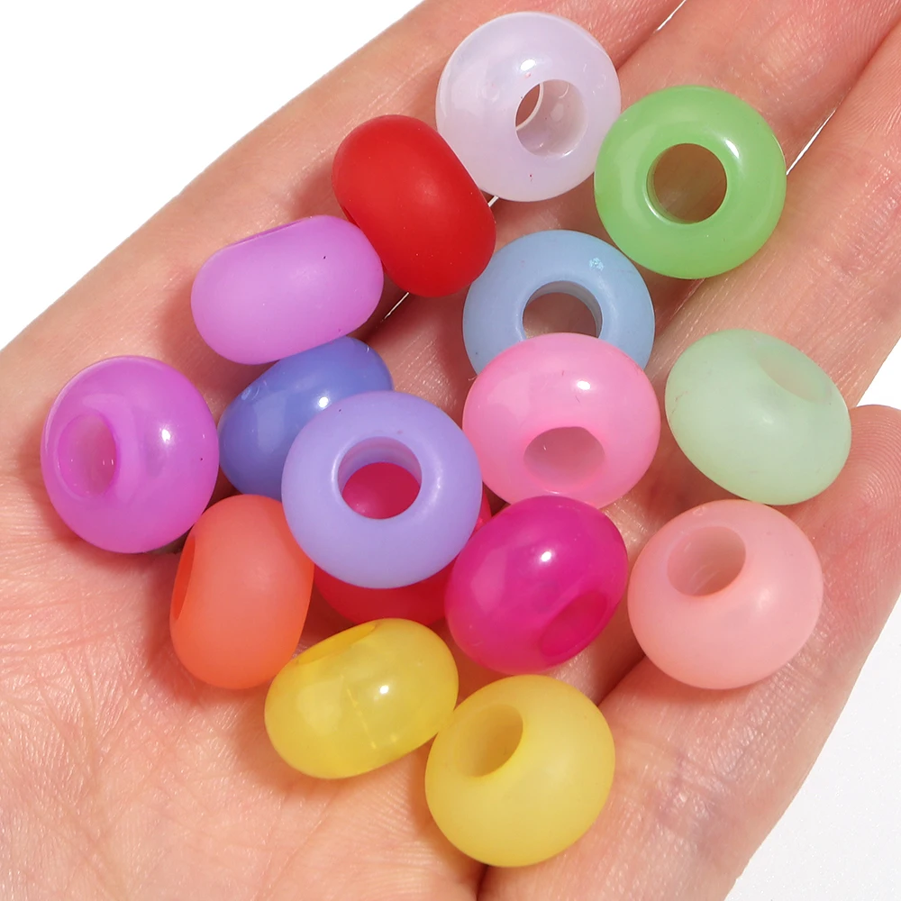 50 Stück/Set, gemischte Farben, matte Acryl-Abstandsperlen, große Lochperlen, Rad- und Abakusperlen für die Schmuckherstellung, DIY-Armband- und Halskettenzubehör – Detail 3