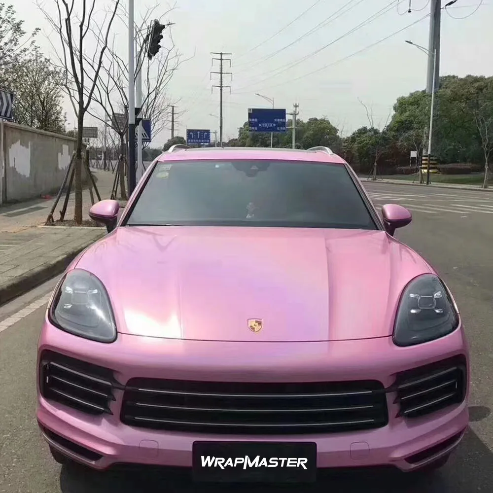 Vinyl wrap shop plastic hood protector Gloss Iridescent Laser Pink liner Vinyl working with  car protector film