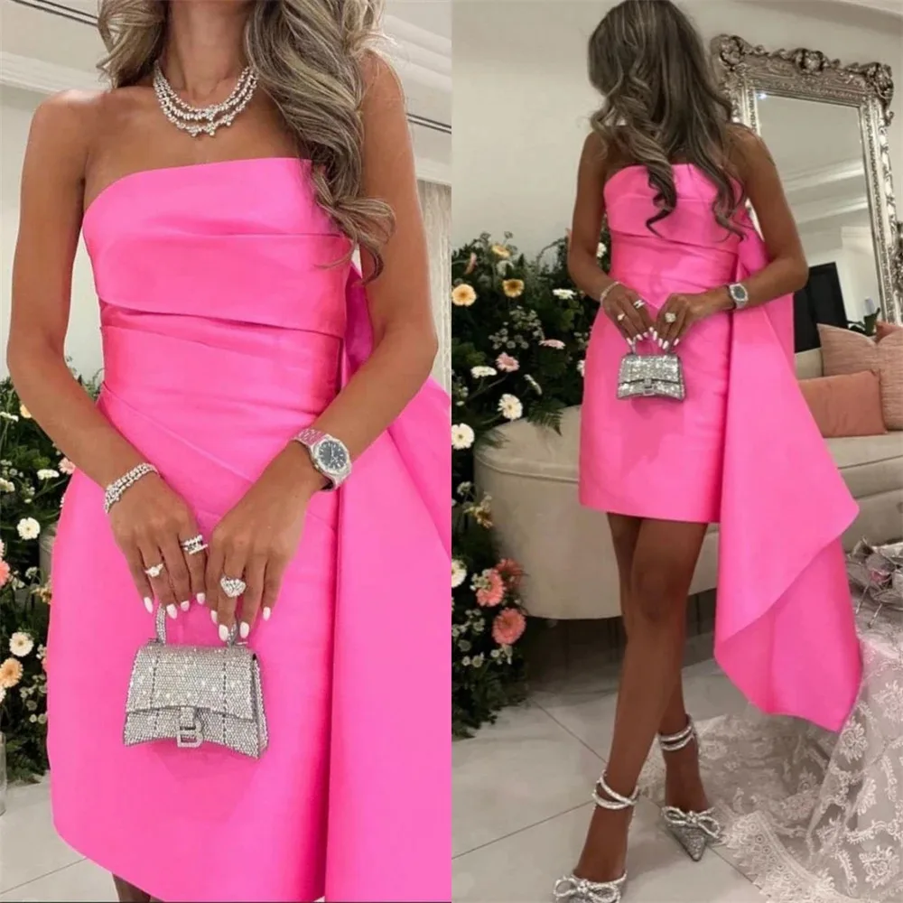 Tubino senza spalline Homecoming Fold abito da sera in raso drappeggiato per occasioni black girl prom dresses 2023 deformabilithance