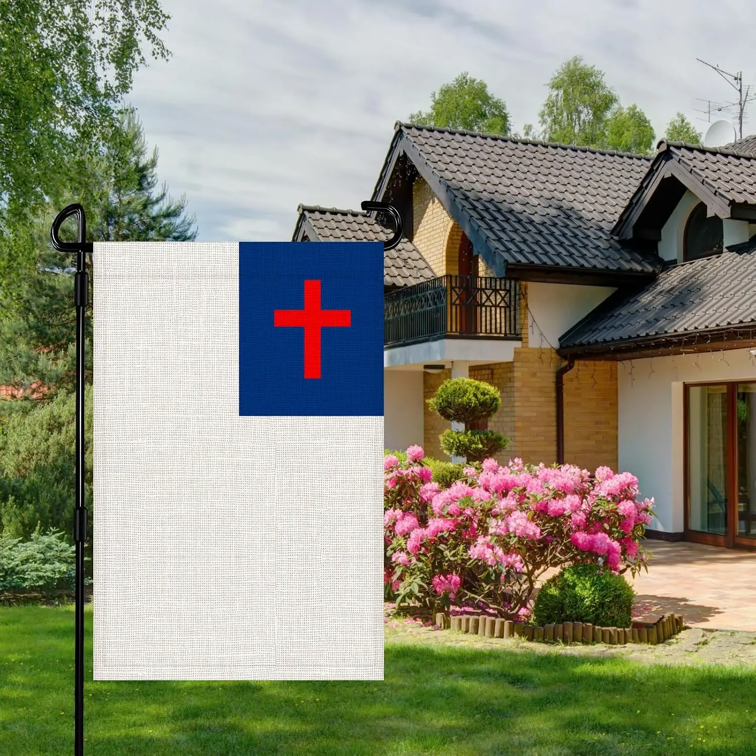 Christian Flag Garden Flag 12x18 Inch Double Sided Burlap Christian Cross Flag for Religious Christian Outdoor Porch Yard Ga llp