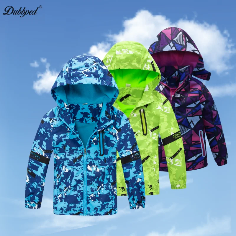 Dubbped Kids Jacket Spring Autumn  Fleece Clothes Girls Boys Coat Windbreaker Outerwear Children Polar  Windproof 3-14Y