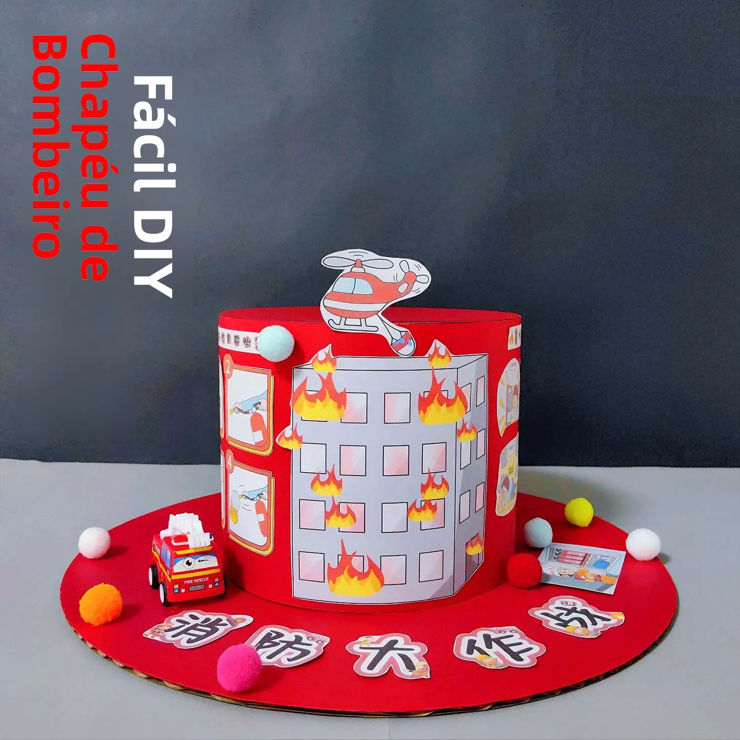 handmade-firefighter-hat-material-kit-creative-diy-eva-sticker-craft-for-kindergarten-kids-primary-school-waste-utilization