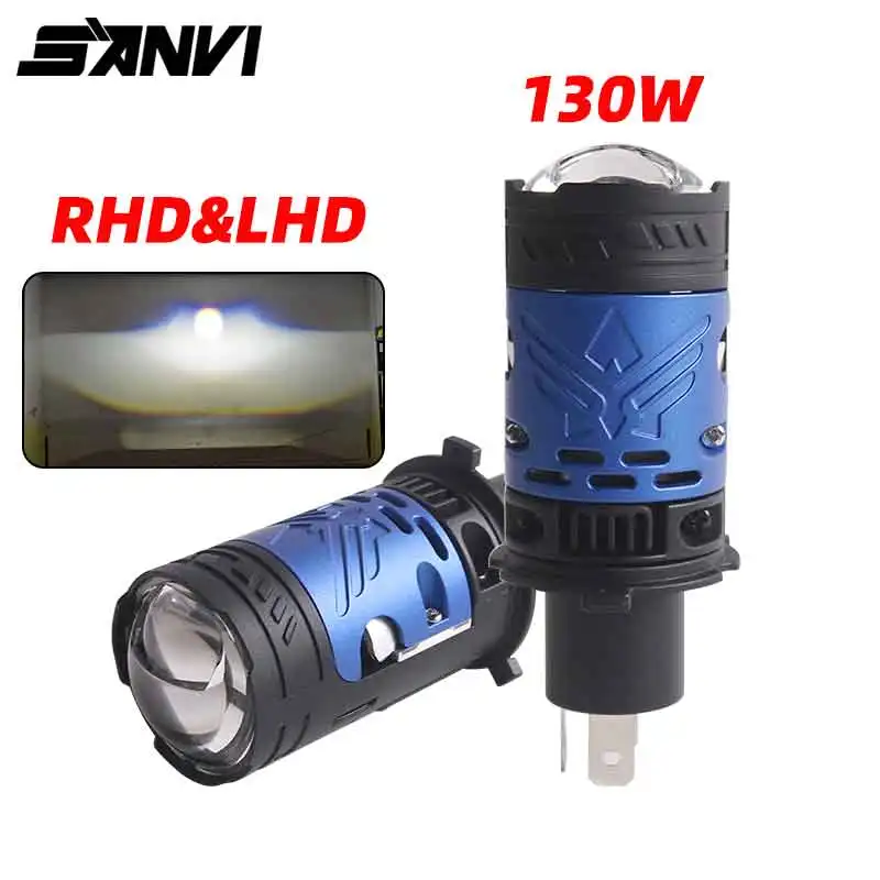 

SANVI Беспроводная мини H4 Bi светодиодная линзовая фара проектора для автомобиля, мотоцикла, обновление фар 130 Вт 40000 лм RHD LHD