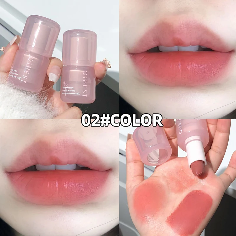 QIBEST Nude Matte Lipstick Waterproof Long Lasting Lip Stain Sexy Red Lipstick Tinted Lips Makeup For Women Korean Cosmetics