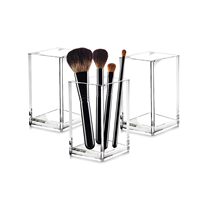 3 Pack Acrylic Makeup Brush Holder,Acrylic Cosmetic Brushes Organizer Desktop Boxes Pencil Pen