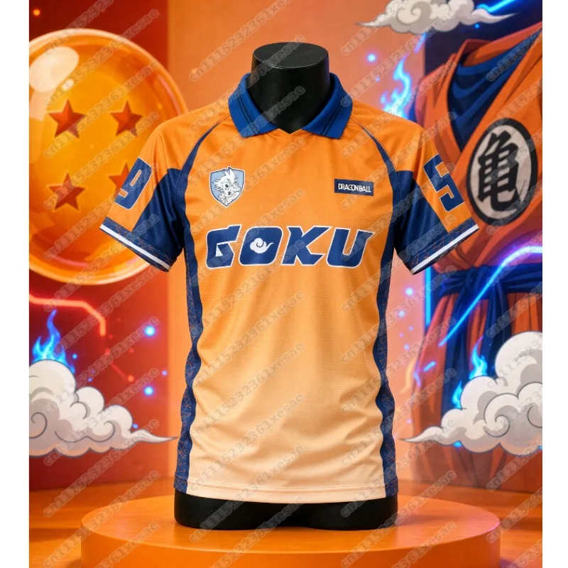 Dragon Ball Orange Training Shirt Short Sleeve Collar T-shirt, 3D Printed Family Style Casual Breathable Street Home Clothing
