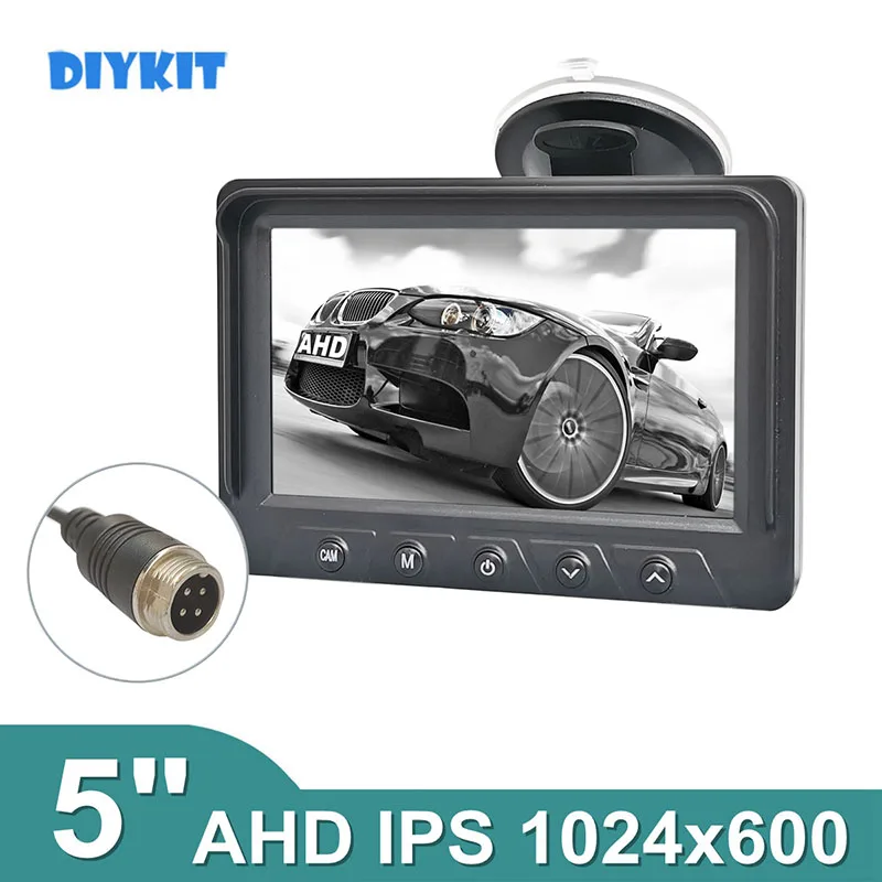 

DIYKIT 4Pin 5 Inch AHD IPS Rear View Car Monitor Digital Screen Display Support AHD CVBS Car Camera