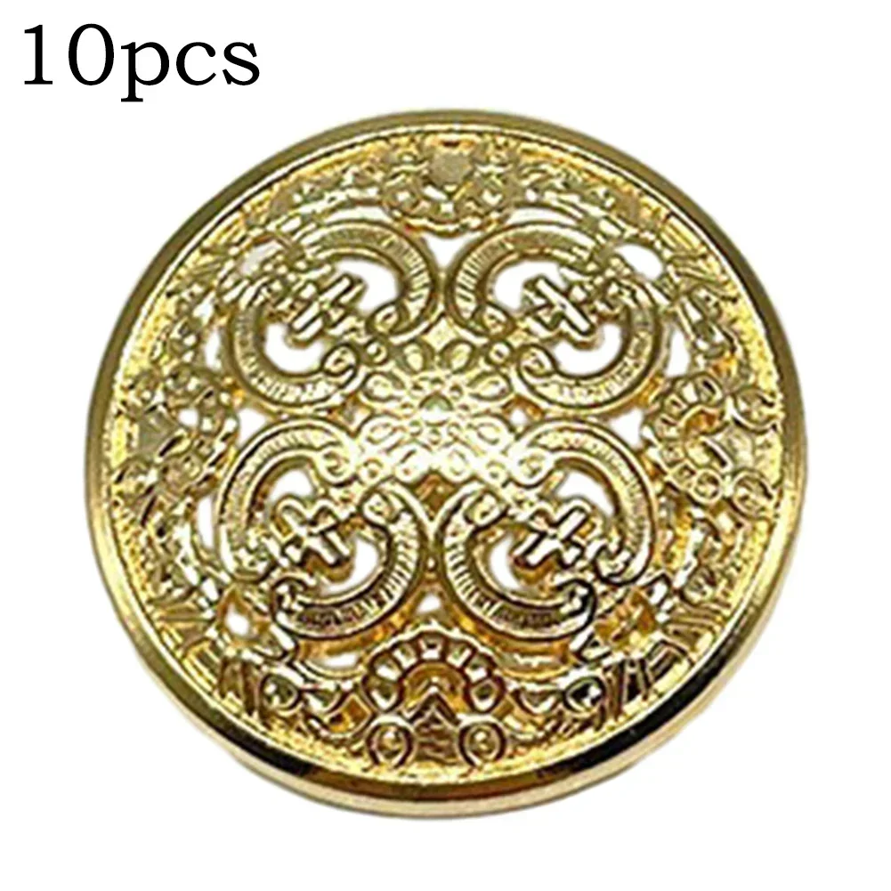 10Pcs/Lot Round Vintage Metal Flower Pattern Buttons For Clothing Sewing Knitting Supplies DIY Decorative Garment Coat Buttons