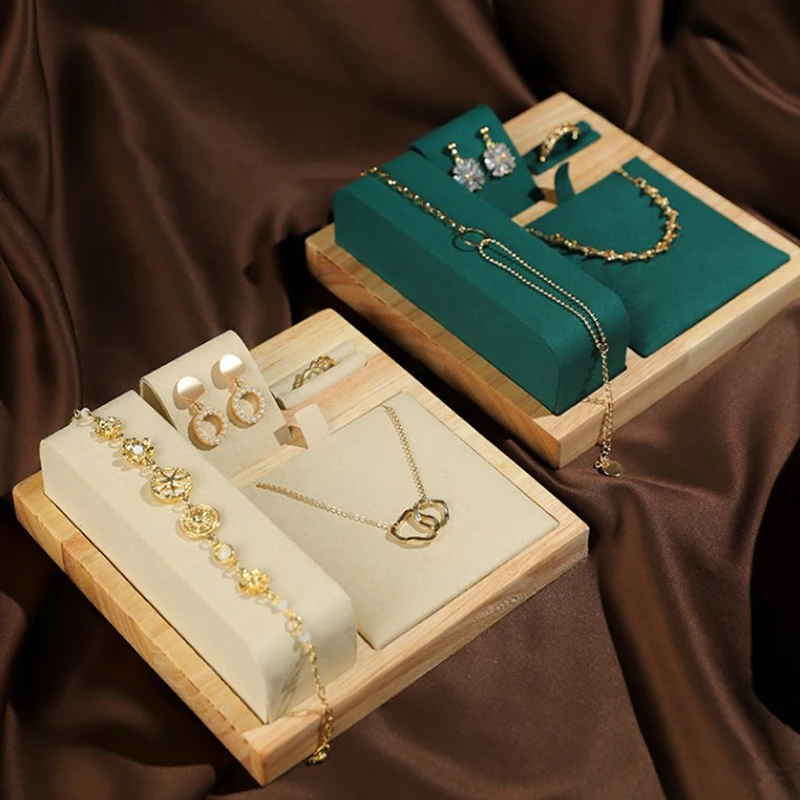

Fashion Wood Jewelry Organizer Multipurpose Pendant Necklace Bracelet Ring Earrings Display Storage Stand Counter Showcase Props