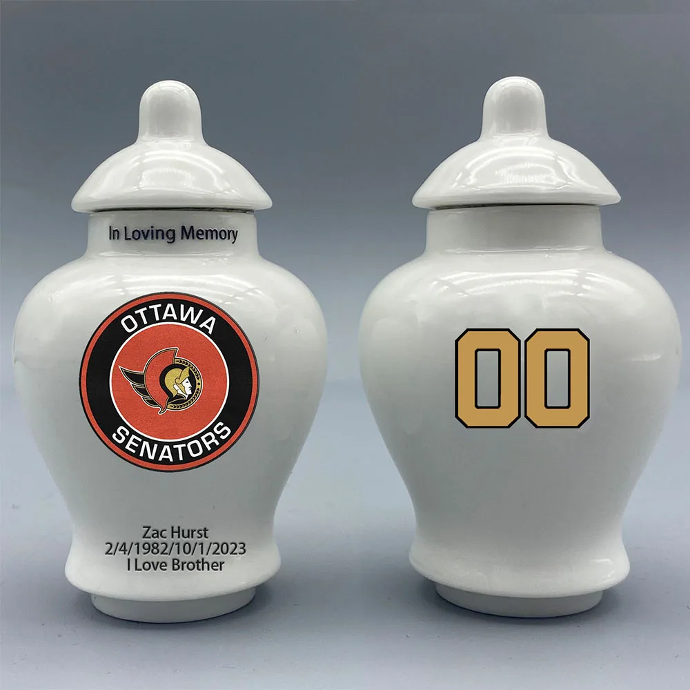 

Mini Urn for Ottawa Senators-Hockey Urn.Please send me the customization information- name/date and number on the urn