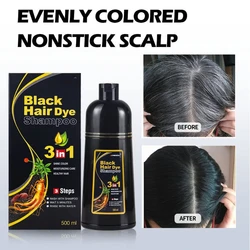 500ml MEIDU 3in1 Hair Dye Shampoo Darkening Hair Original Herbal Ingredients Color Shampoo Gray To Black for Men Women Hair Care