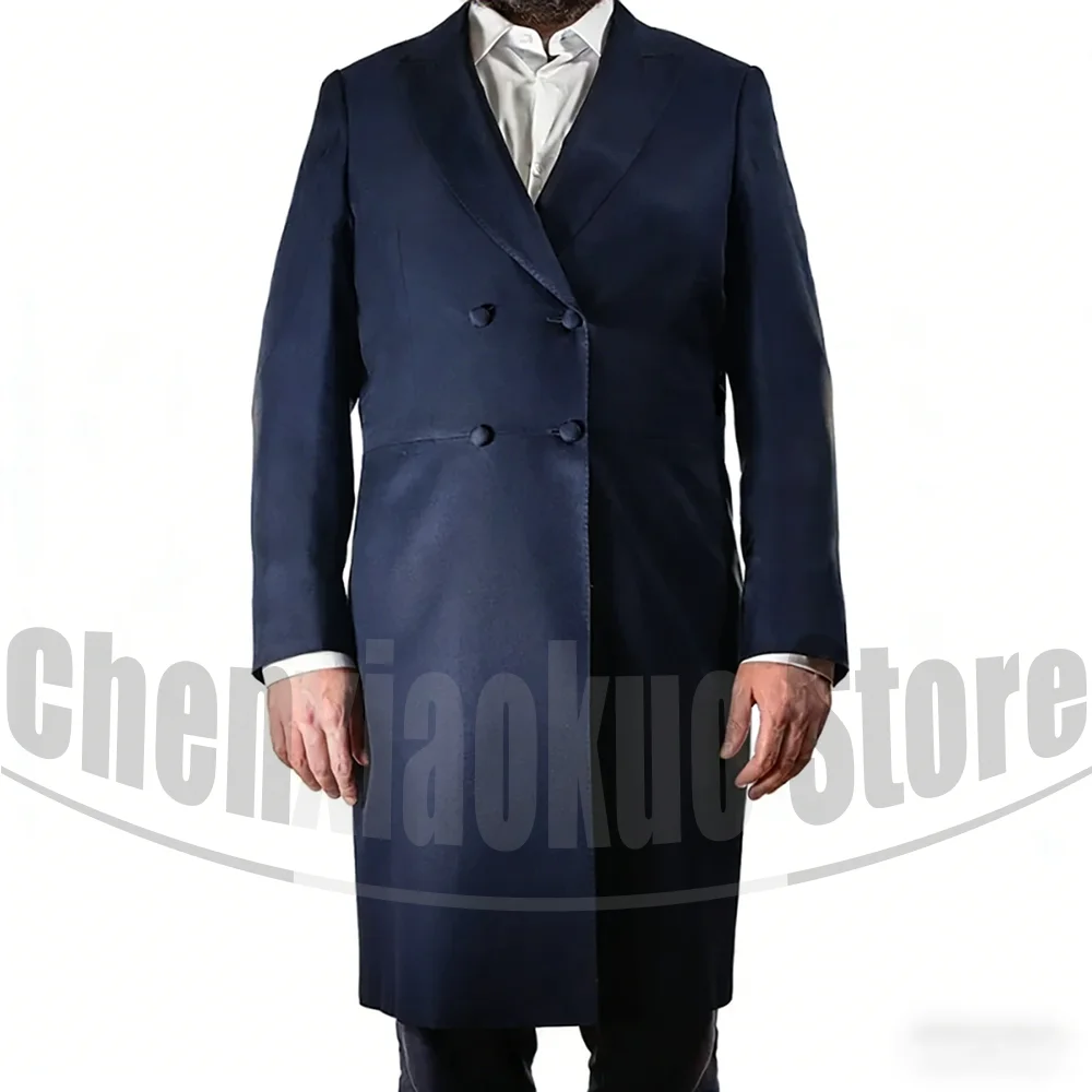 

Fashion Men's Suit 2 Piece Chic Double Breasted Formal Outfit Long Coat with Pants Business Casual Wedding Party Tuxedo