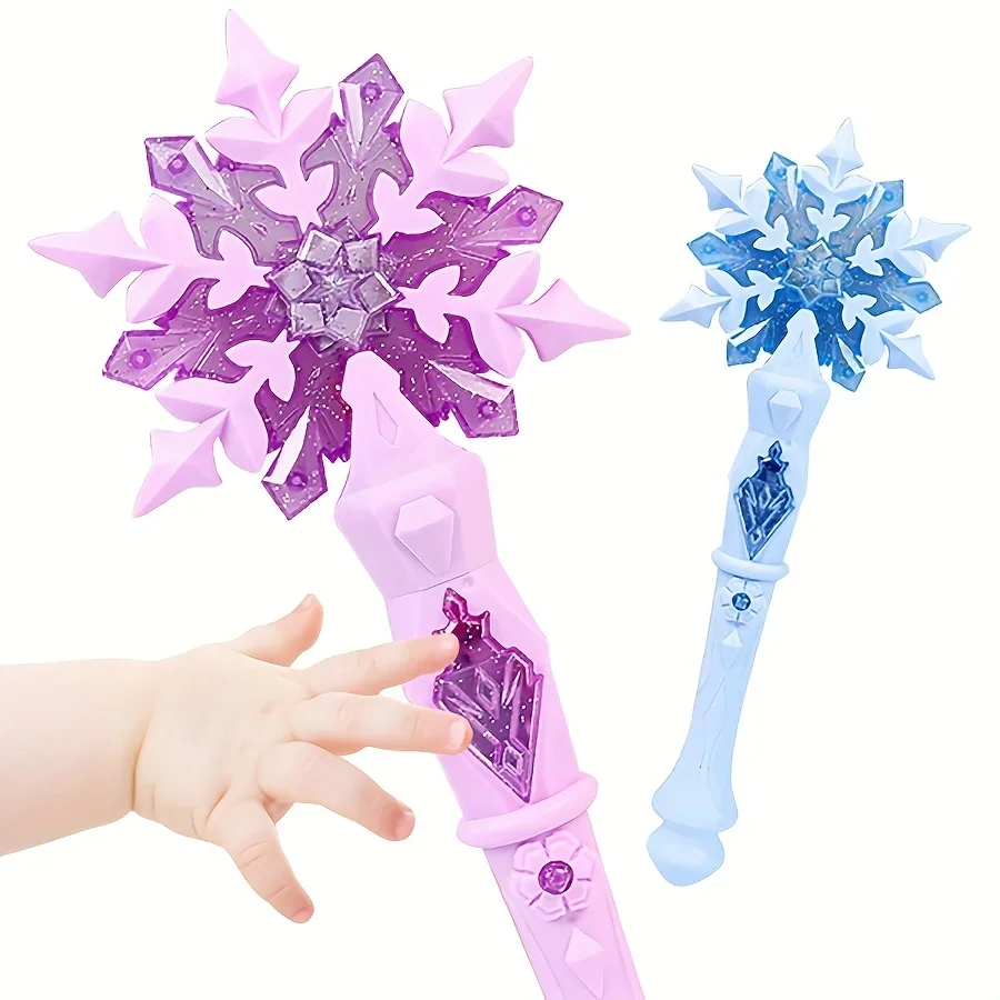 Princess Snowflake Glowing Magic Wand Glowing Sound Magic Fairy Wand Toy Christmas Halloween Girl Cosplay Prop One Piece