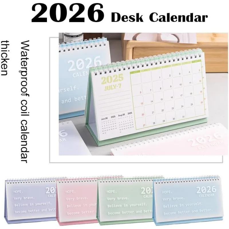 

Настольный календарь в корейском стиле на 2026 год, минималистичный портативный бумажный планировщик для офиса, дома, школы, учителя, классной комнаты, семейного декора ​