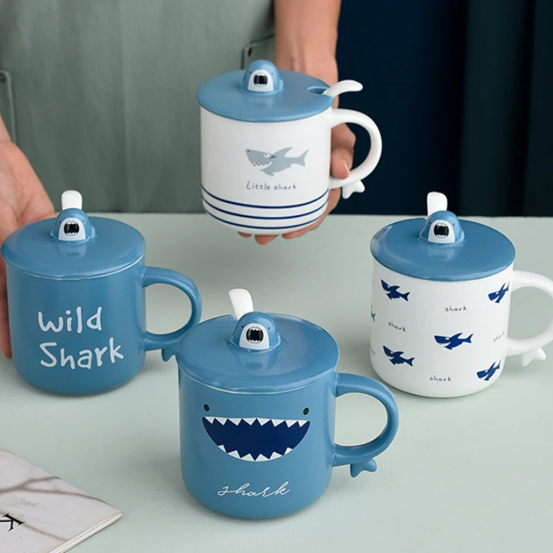 New Style Shark Ceramic Cup Breakfast Mug Beer Ceramic and Pottery Cup for Tea Cups Original Mugs Coffee Cups Go