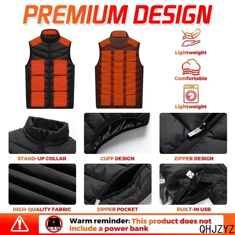 21 Heated Vest Zones Electric Heated Jackets Men USB Heating Jacket For Camping Women Sportswear Heated Coat Graphene Heat Coat