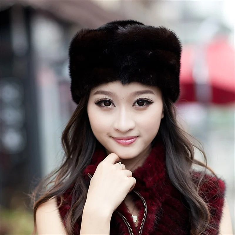 Luxury Women's Thermal Fur Hat Winter High Quality Mink Fur Elegant Beret Soft Fur Hat For Outdoor Cold Protection