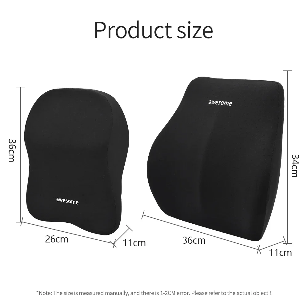 Car Lumbar Back Support Headrest Neck Pillow Memory Foam Lumbar Pillow Universal Soft Neck Pillows Cushion Car Supplies