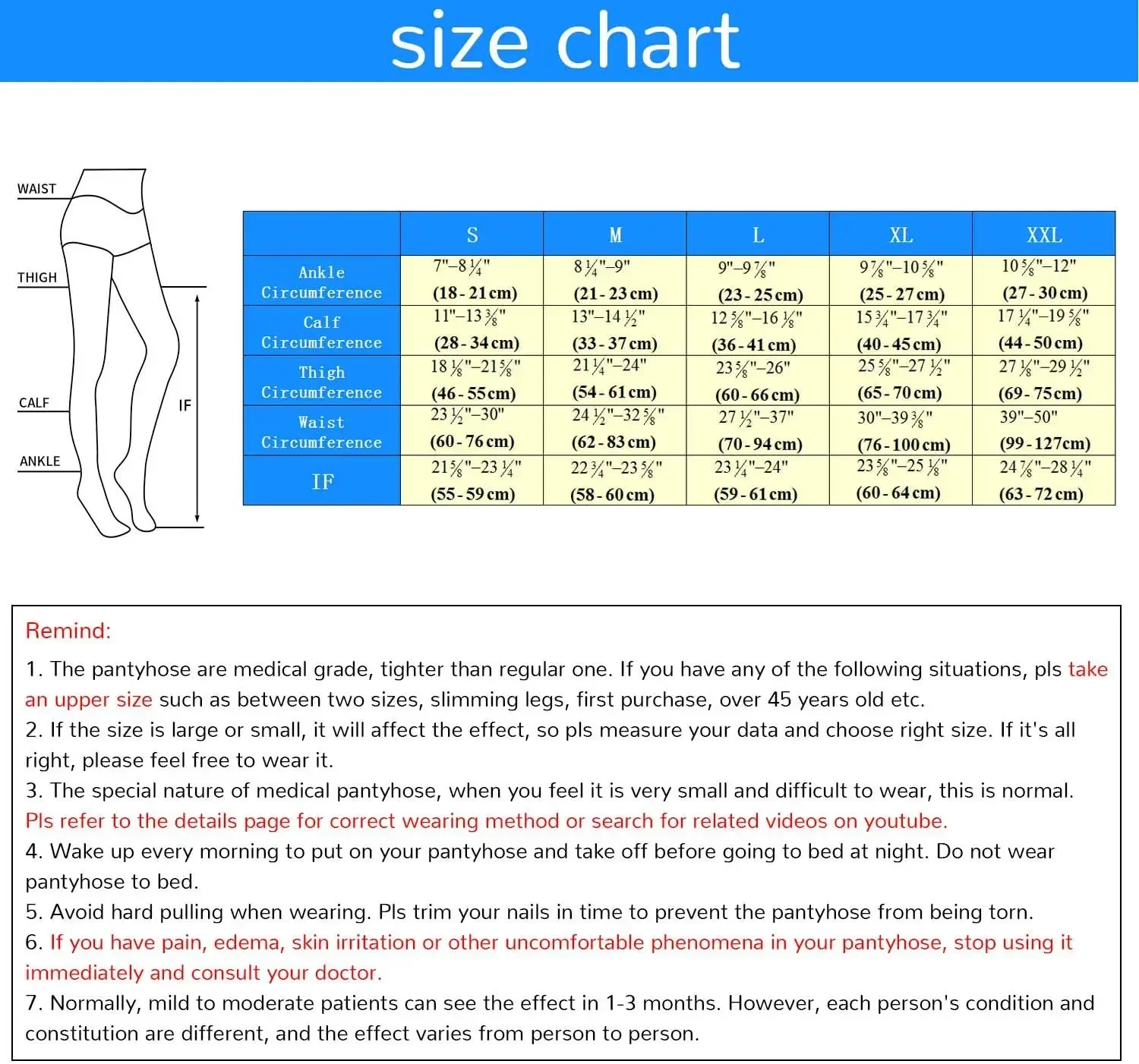 Medical Compression Pantyhose Women 30-40 MmHg Edema Varicose Veins  Nursing Socks Third Compression Stockings