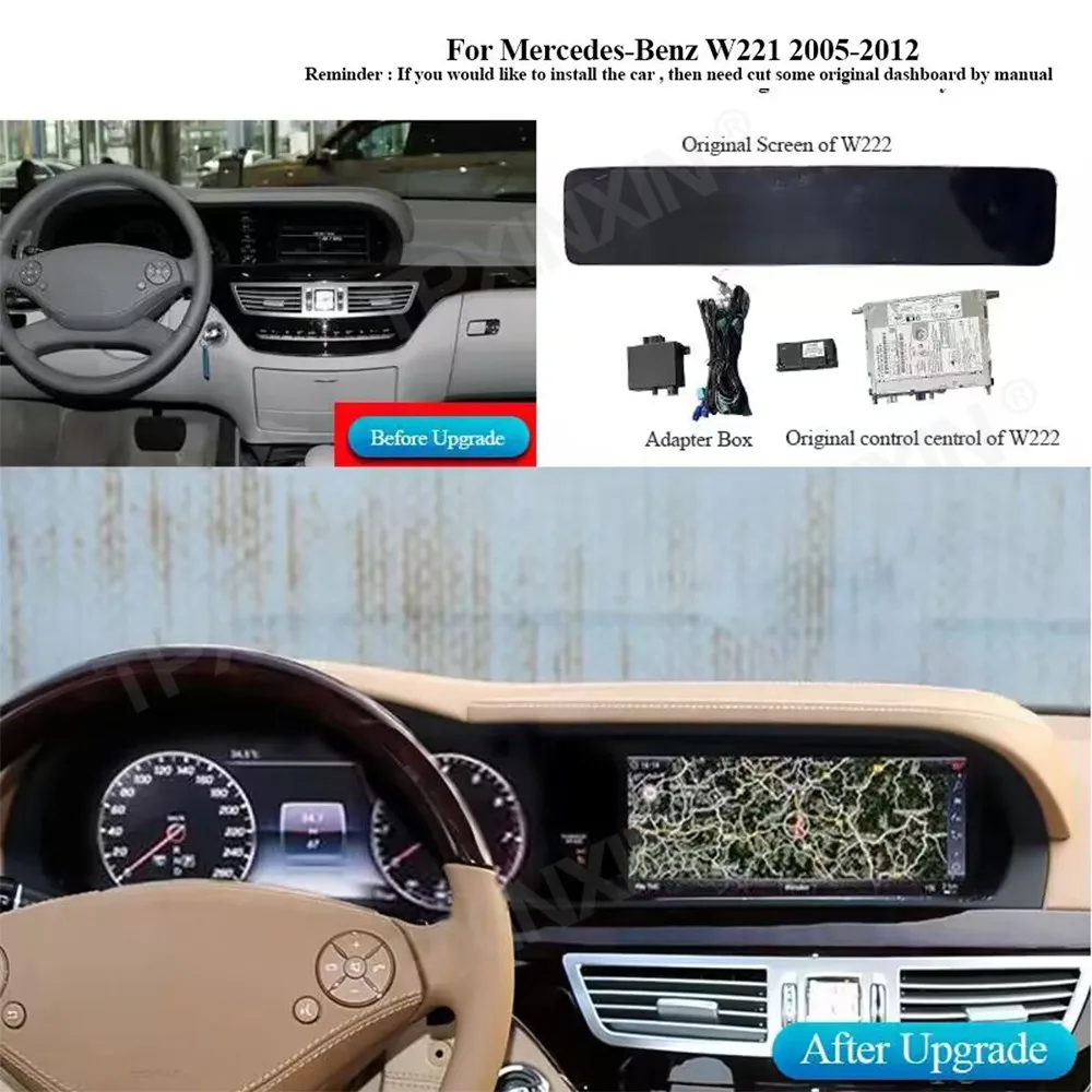 Digital Cluster Virtual Cockpit For Mercedes-Benz S W221 2006-2013 Dashboard Instrument Speed Meter Screen Linux