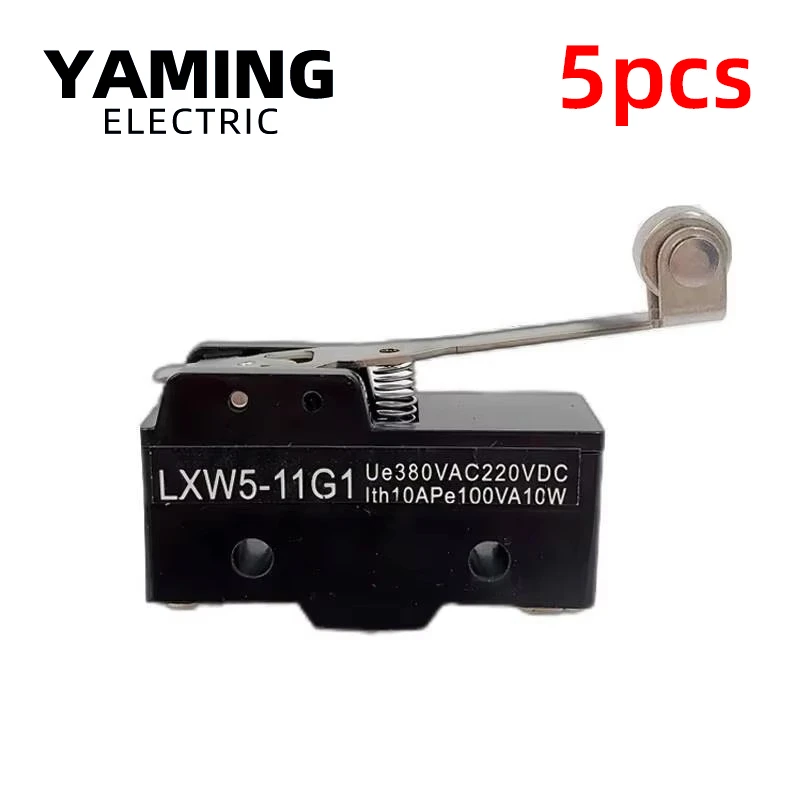 5pcs LXW5-11G1 SPDT Momentary Roller Hinge Arm Button Travel Limit Micro Switch With Screw Lever Type AC380V DC220V