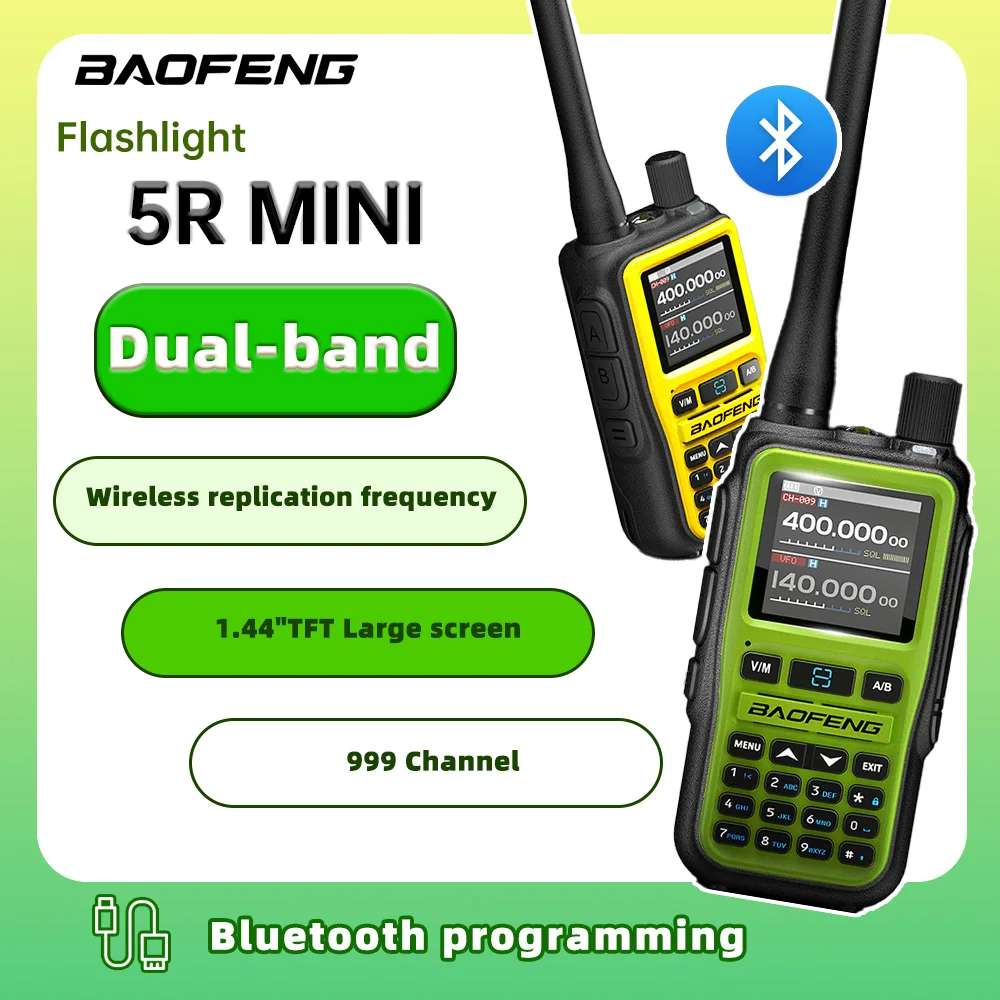 1/2/4PcS UV-5Rmini Baofeng Walkie Talkie VOX FM Frequency Hopping Type-C Jack Multiple Colors Dual PTT Camping Ham Radios