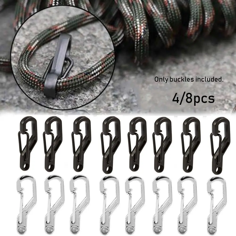 4/8pcs MIni Aluminum Alloy Outdoor Hook Safety Travel Tools Spring Clips D-Ring Key Chain D Carabiner Camping Keyring