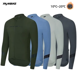 YKYW Autumn Winter Men's Pro Cycling Long Sleeve Jackets Thermal Fleece Warmth Bicycle Jersey Road Bike Clothing Breathable Tops