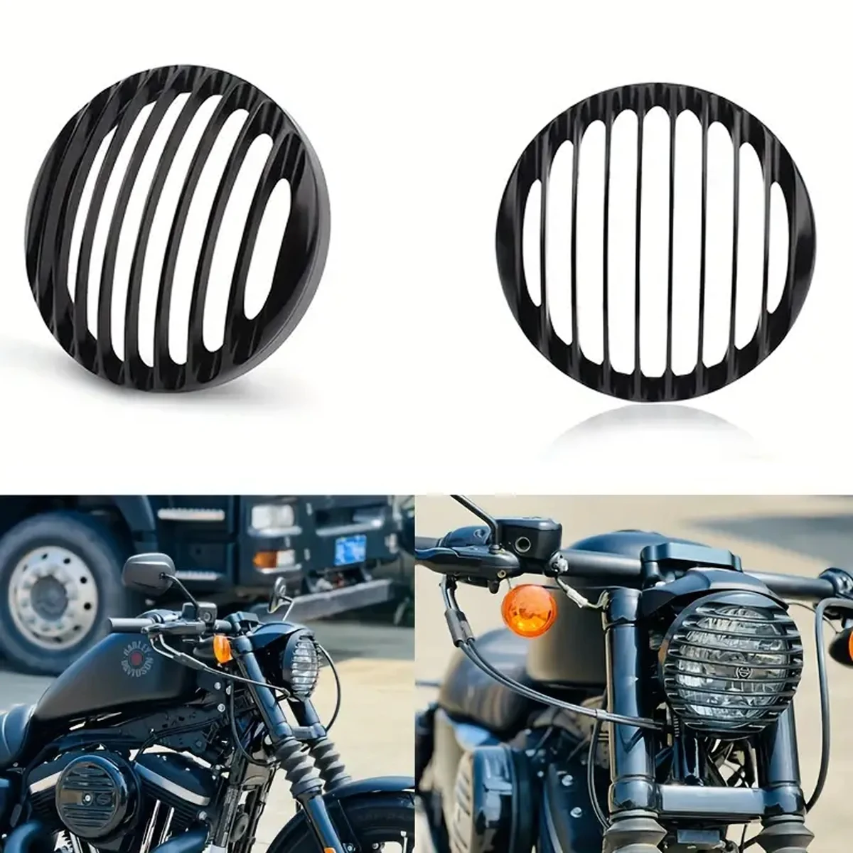 Motorcycle 5 3/4in 5.75in LED Headlight Grill Cover Black For Harley Sportster XL883 XL1200 XL1200X X48  Accessories