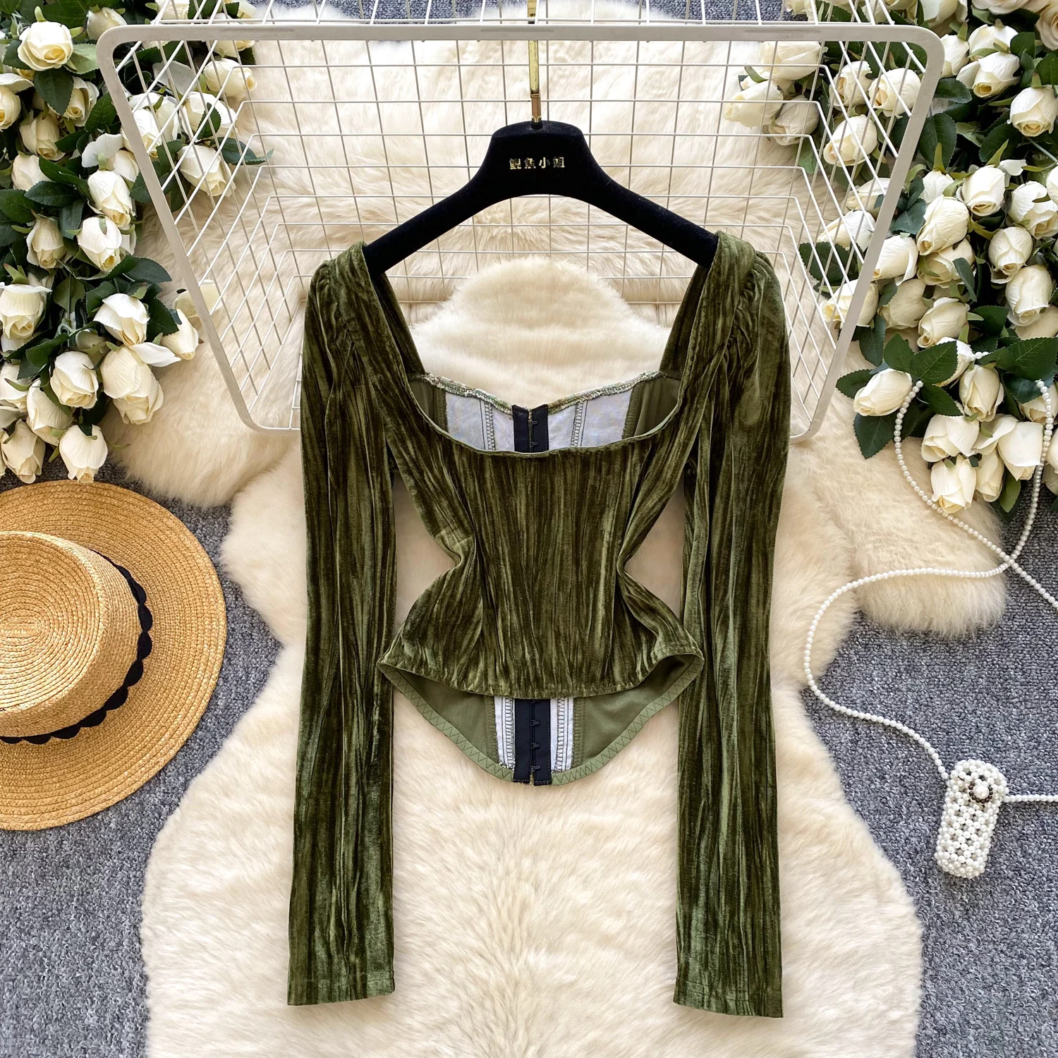 Femmes Noble palais Court hiver hauts chemises dame arête de poisson velours peinture à l'huile pull Jacquard Vintage Festival asymétrique hauts