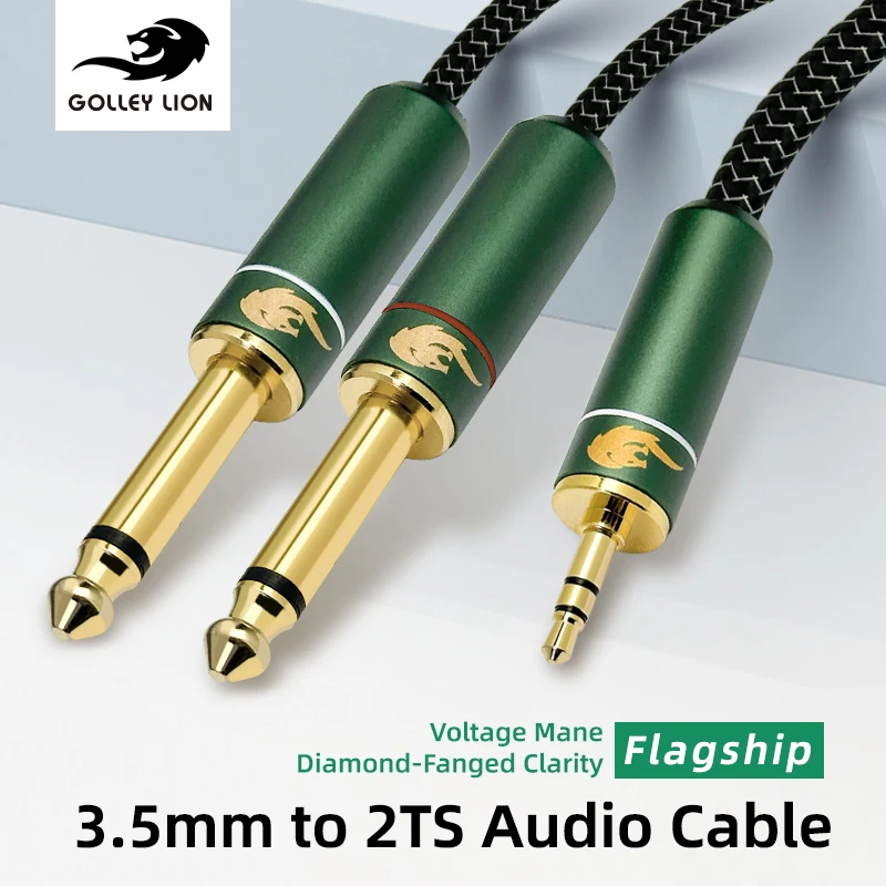 GOLLEY LION 3.5mm to 2TS Flagship Cable — Transmits Lossless Audio Signals for Mobile Phones / Portable Instrument Speakers