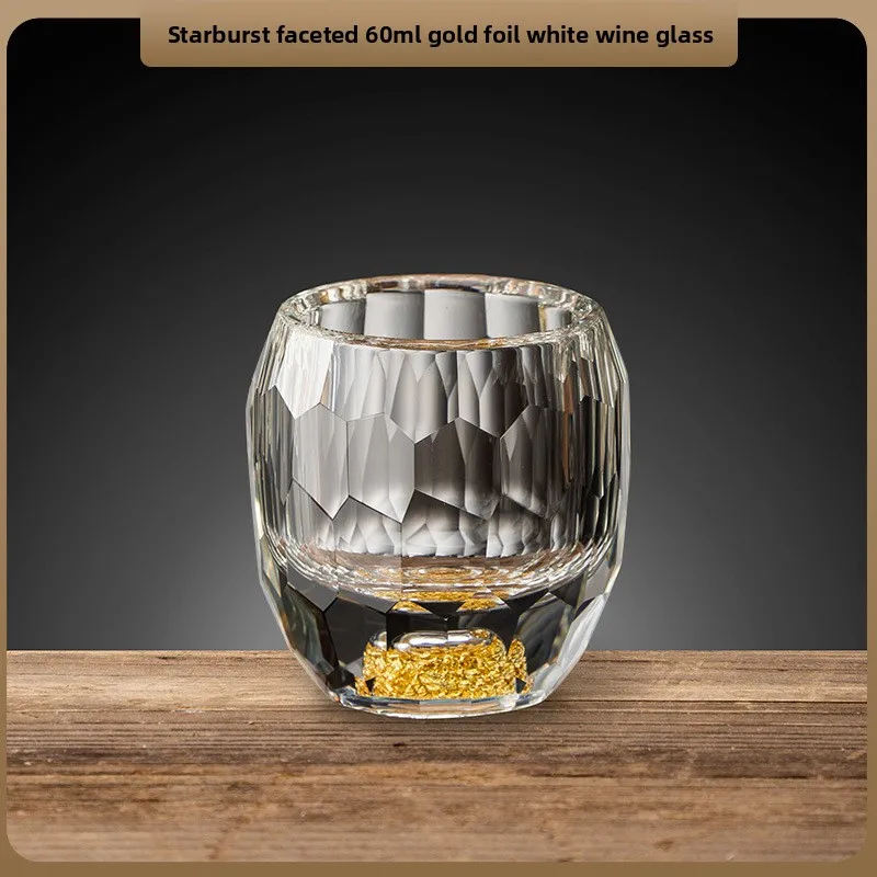 Light luxury diamond faceted gold foil Baijiu cup vertical pattern turquoise wine dispenser wine cup wine set