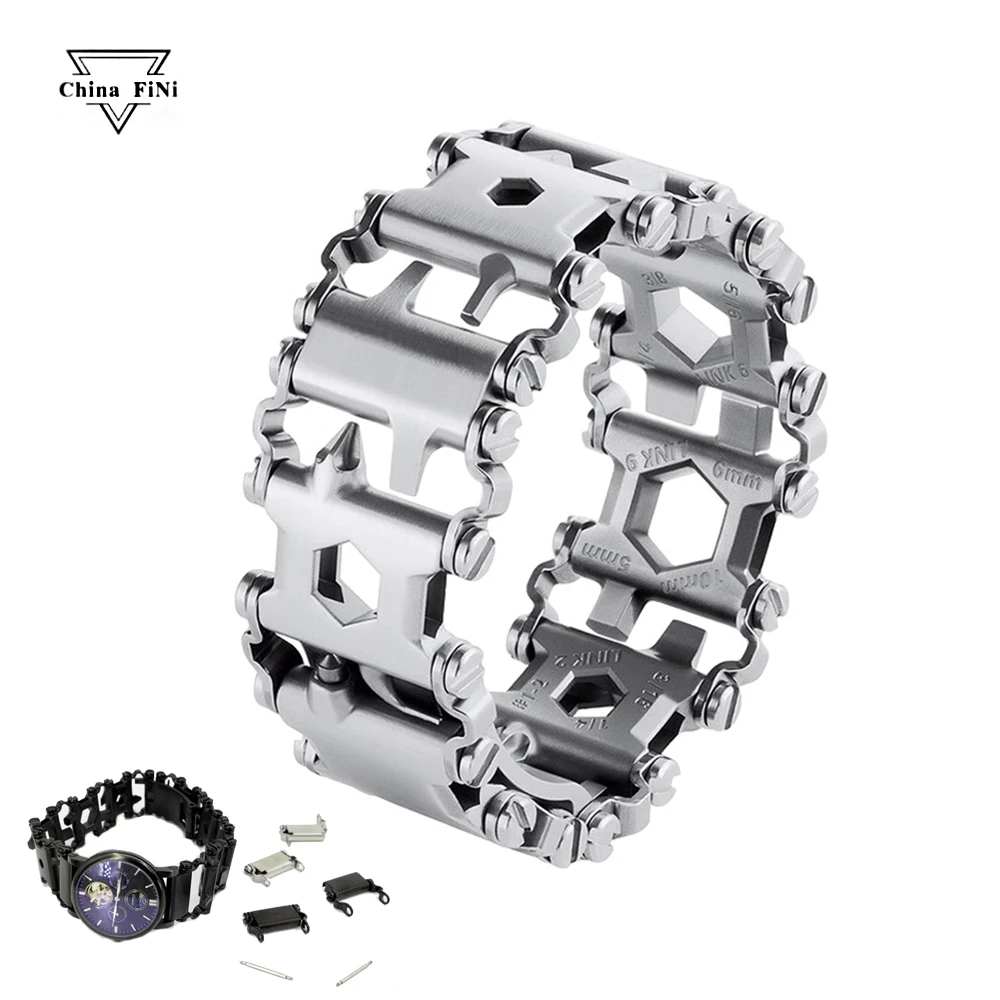 

Heimdallr Multifunctional Outdoor Watch Strap Land Survival Tools Travel Essential Tools Watch Steel Band 20/22/24mm Bracelet