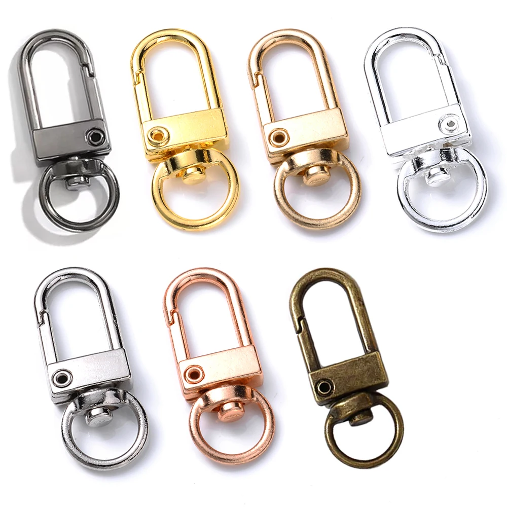 10pcs/lot Carabiner Lobster Clasp Hooks Plated Gold Silver DIY Jewelry Making Findings for Keychain Bracelet Neckalce Supplies