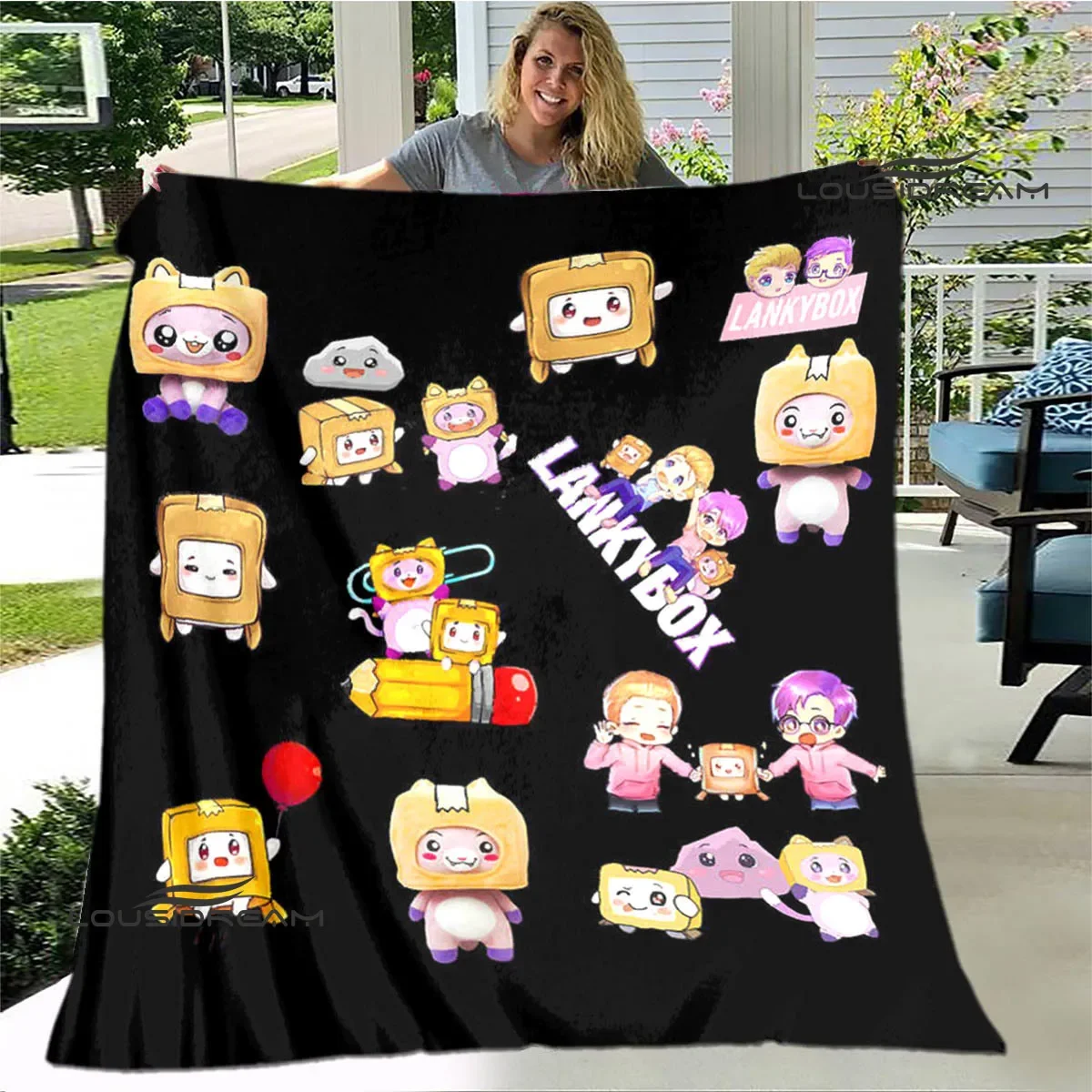 Lankybox-بطانية بشفة ، ماكر ، لطيف ، دافئ ، ناعم ، مريح ، منزل ، سفر ، بطانات سرير ، هدية عيد ميلاد