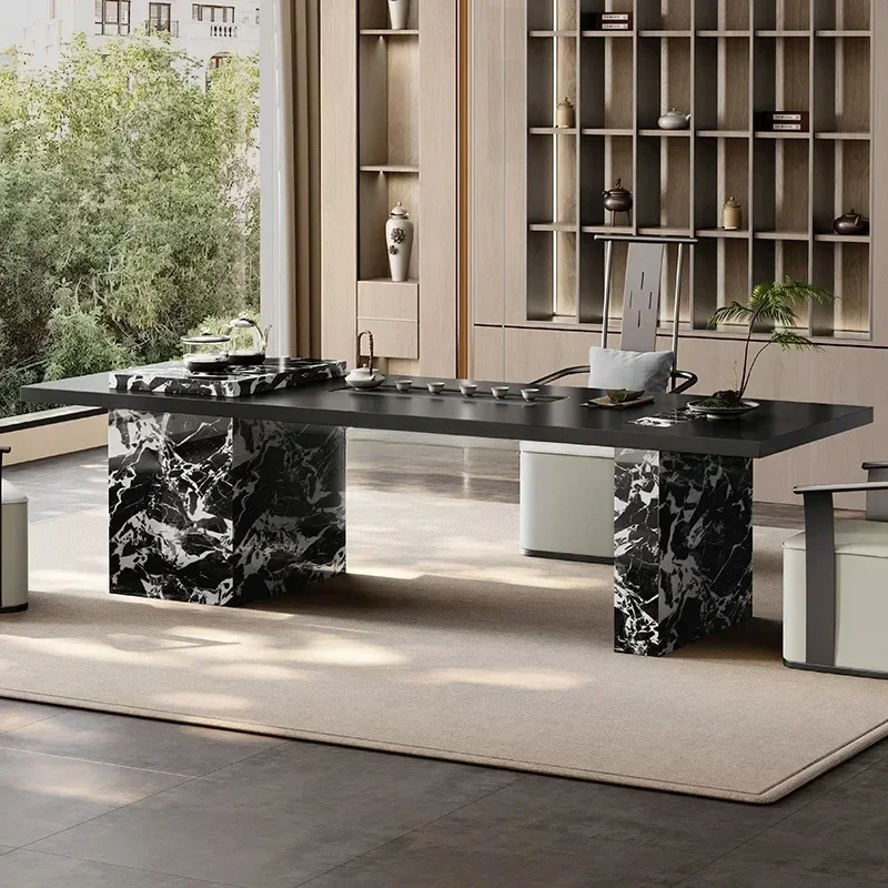 طاولة شاي كبيرة من بلاطة الصخور طاولة شاي فنية إبداعية بتصميم إيطالي بسيط #4