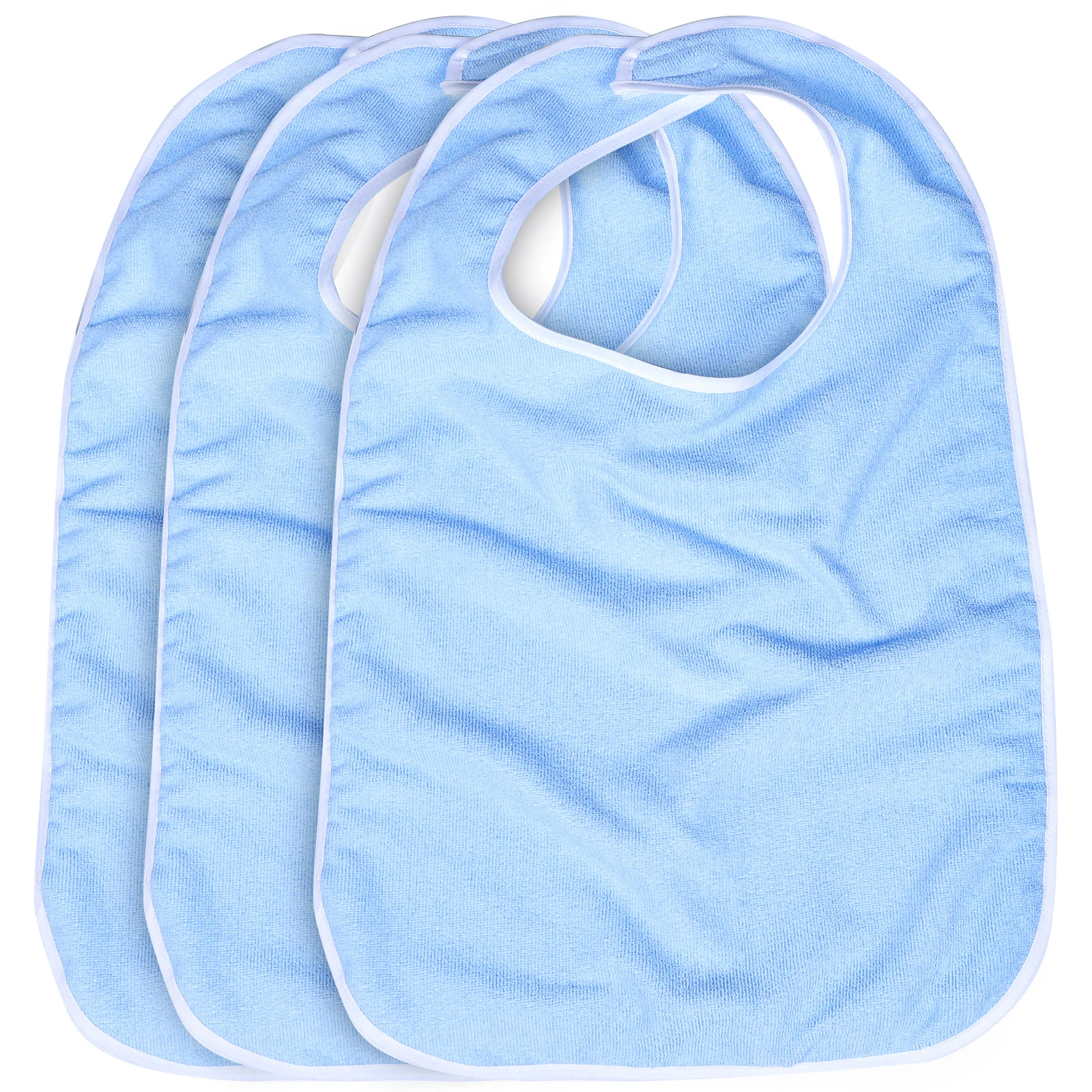 

3Pcs AdultBibs Reusable SkyBlue Cotton Washable ClothingProtectors ElderlyPatients MensWomens HealthCare MealTime Bibs