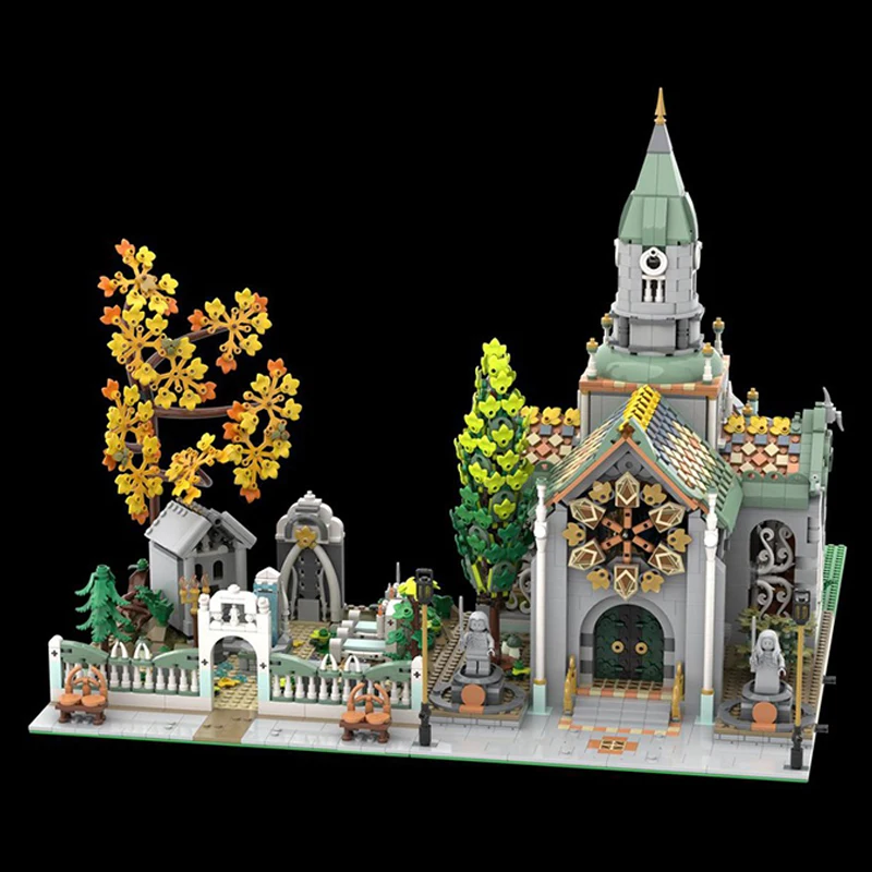 4468 Uds. Película del Señor de los Anillos, modelo de construcción del templo elfico modular, ideas creativas DIY, juguete para niños, bloques de regalo de cumpleaños MOC-10316