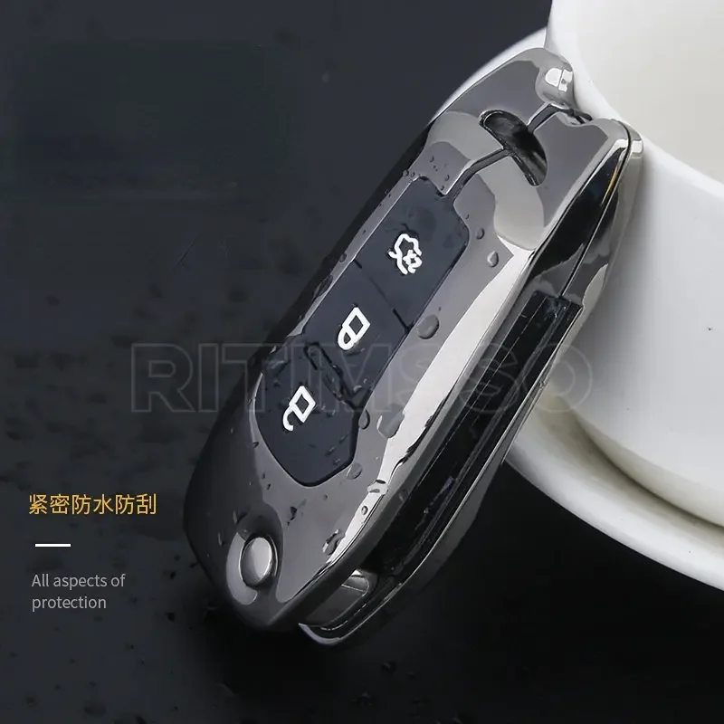 Alloy+Silica Gel Car Key Case Cover for Ford Ranger C-Max S-Max Focus Galaxy Mondeo Transit Tourneo Custom Ranger Accessories