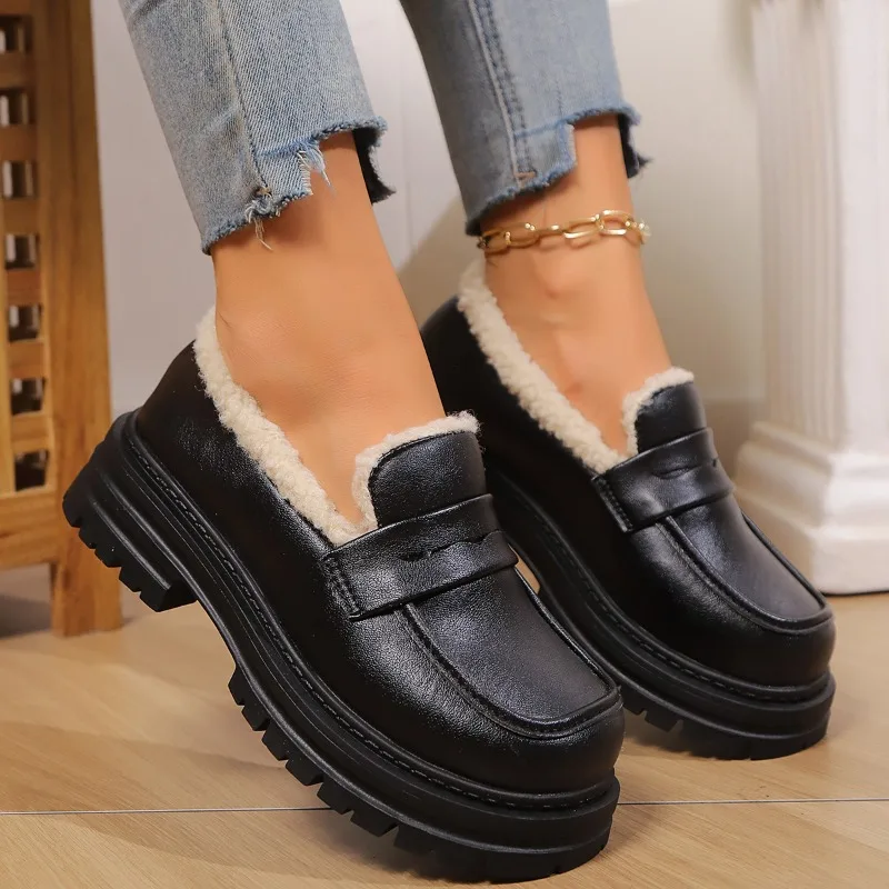 

2024 Shoes Women's Flat Low Heel Loafers PU Autumn Oxford Shoes Casual Women's Sports Round Toe Shallow Chain Embellishment