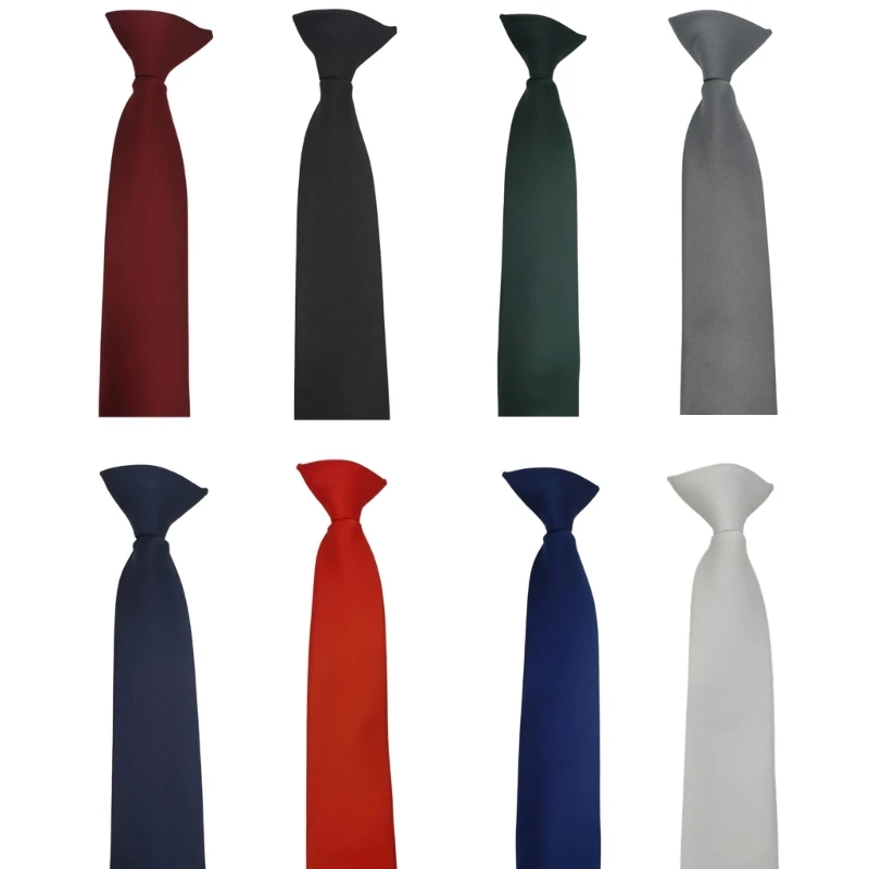 

A2ES Fashionable Lazy Neck Tie Solid Color Quick Clip On Pre Tied Necktie for Men