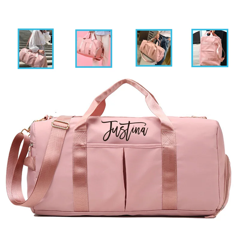 

Personalized Waterproof Nylon Sports Gym Bags for Men and Women, Training Fitness with Shoes Compartment, Groomsman and Bridesma