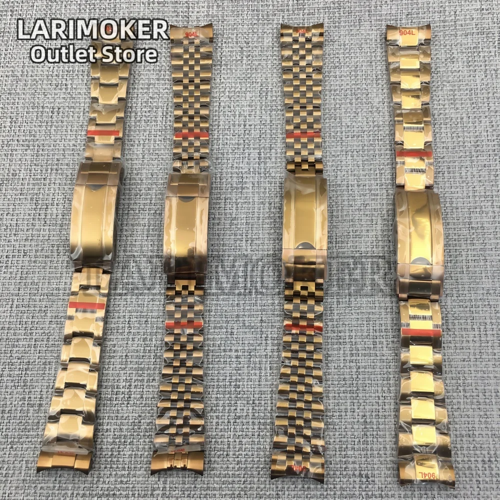 

LARIMOKER Watch parts 20mm Width 904L Solid Stainless Steel Watch Band Bracelet Folding Buckle Glide Lock Clasp