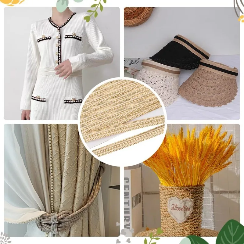 12.5Yard 15mm Wide Braid Trim Pale Goldenrod Polyester Decorative Braid Ribbon Sewing Military Bullion Braid Trim for Home