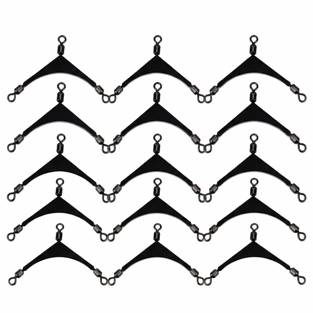 15PCS Stainless Steel Fishing 3 Way Swivel 2# 4# 6# 8# Black Fishing Barrel Swivel Cross-Line Fishing Swivel Fishing Rigs