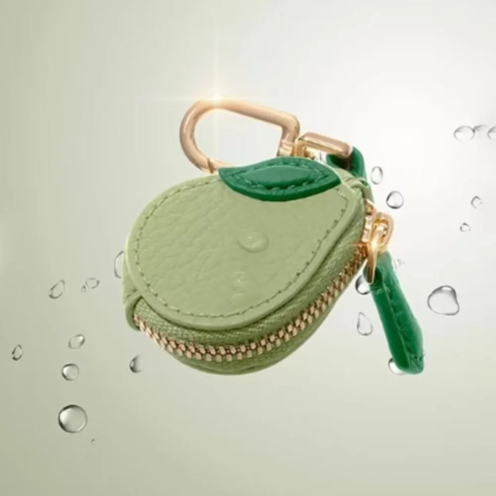 

Unique Mini Fruit Purse Charming Leather Keychain Purse Portable Cute Design Pear Shaped Wallet Girl Accessories