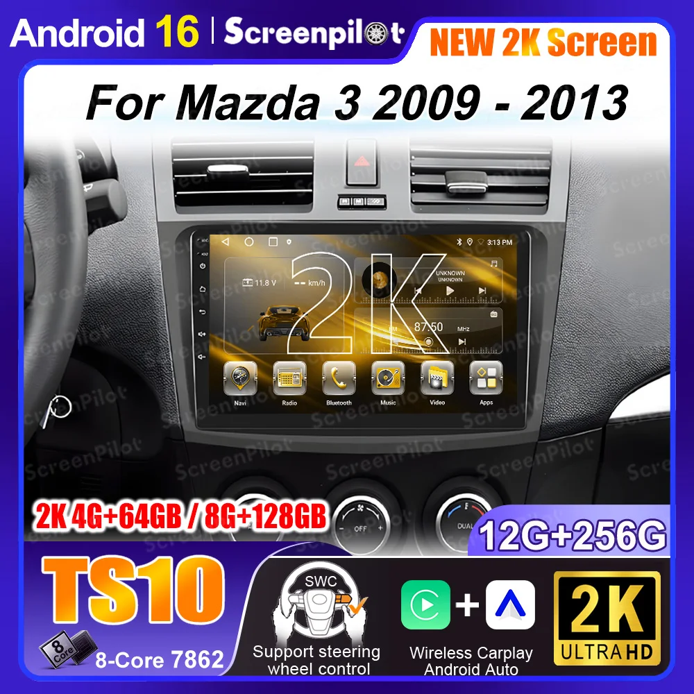 

Android 16 For Mazda 3 2009 2010 2011 2012 2013 Screen Multimedia Autoradio Navigation Stereo DVD Auto Radio Video Player GPS BT